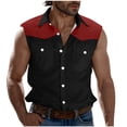 thumbnail image 3 of Sentmoon Men's Tank Shirts Summer Sleeveless Lapel Tank Tops Men Color Block with Pockets Loose Fit Oversized Workout Workout Clothes Holiday for Layering Under Shirts Red XXL, 3 of 6