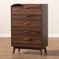 thumbnail image 3 of Baxton Studio Lena Noyer Brun Fini Commode en Bois à 5 Tiroirs, 3 of 9