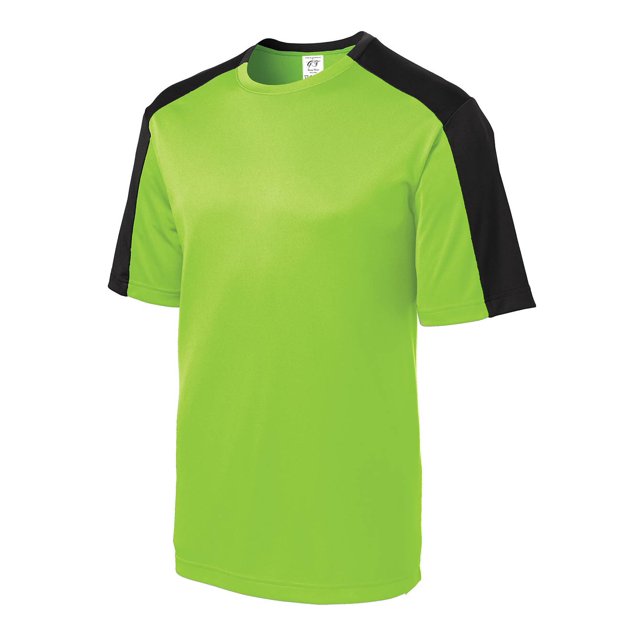 Gravity Threads Mens Sleeve-Blocked Moisture Wicking Shirt - Lime Shock/Black - Small