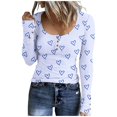 thumbnail image 2 of Birdeem Mode Femmes Décontracté Manches Longues Imprimé Col Rond T-Shirt Ample Blouse Hauts, 2 of 12