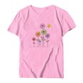 thumbnail image 3 of EQWLJWE Hauts d'Été pour Femmes Hauts pour Femmes Liquidation Femmes T-shirt Décontracté Imprimé Col Rond Manches Courtes Chandail Blouse Hauts, 3 of 5