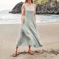 thumbnail image 1 of Ovzne Robes pour Femmes 2025 Robe Femme Mode d'Été pour Femmes Décontractée Couleur Unie Sans Manches Col Rond Robe avec Poches Jupe Robe de Printemps Liquidation, 1 of 6