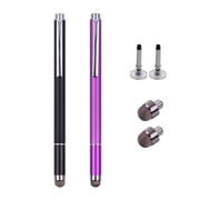 Amdohai Universal 2 in 1 Stylus Pens with Fiber and Disc Touchscreen Pen for All Capacitive Cellphones Tablets Laptops Pack of 2pcs Black/Purple
