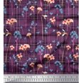 thumbnail image 1 of Soimoi Coton Tissu Imprimé Floral & Check par la Cour 56 Pouces de Large, 1 of 5