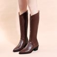 thumbnail image 4 of Pointed Toe Thick Mid-heel High Boots Children's Knight Boots Plus Size Boots, 4 of 8