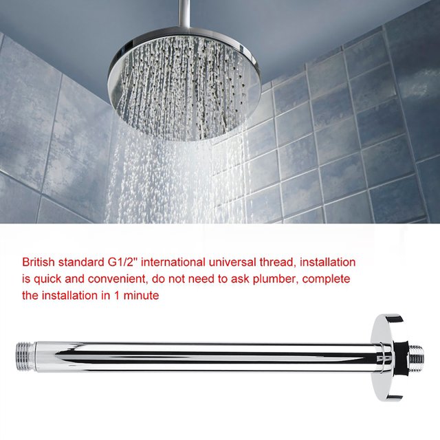 Pipe Wall Mount for Bathroom Ceiling Shower Head Stainless Steel Round Top Shower Arm