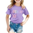 thumbnail image 4 of PMVFHDE Hauts de Bain pour Fille T-Shirt Fille d'Anniversaire à Manches Courtes T-Shirt d'Été à Col Rond Coupe Décontractée Chandails de Base Violet Pâle, 4-5 Ans, 4 of 4
