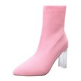 thumbnail image 1 of B91xZ Leather Booties Women Elastic Platform Lug Sole Slip on Wedge Ankle Booties,RD1 8, 1 of 5