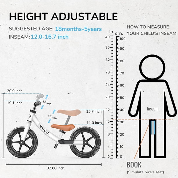 Umatoll Draisienne Bébé 1 An – Vélo équilibre Aluminium 1,5 Kg, 4 Roues EVA, Panier Inclus, Dès 12 Mois