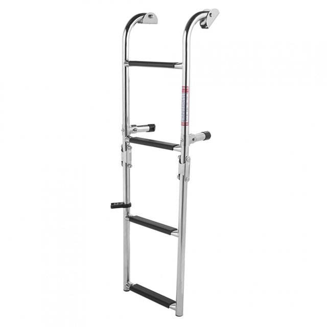 Ccdes Boat Foldable Ladder,Boat Ladder 4 Step,Stainless Steel 4 Step Folding Double Step Ladder Telescopic Boat Ladder Pontoon