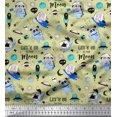 thumbnail image 1 of Soimoi Polyester Crepe Fabric Planet,Rocket & Astronaut Animals Cartoon Printed Fabric 1 Yard 52 Inch Wide, 1 of 3