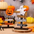 thumbnail image 4 of Wooden Halloween Pumpkin Festive Atmosphere Decoration Table Card Decorations Creative Halloween Decorations., 4 of 6