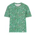 thumbnail image 4 of Scyoekwg Hauts pour Femmes Tendance Décontracté Col Rond T-Shirt Régulier Été Léger Imprimé Floral Graphique Tee Manches Courtes T-Shirts Confortables Blouses Amples Confortables (Vert, TG), 4 of 4