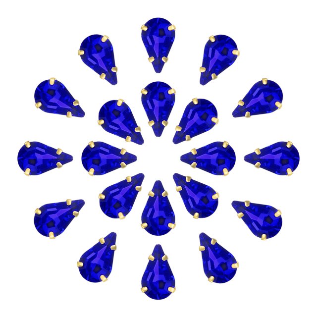 Unique Bargains 20Pack Teardrop Sew on Rhinestone - 8x5mm Glass Teardrop Crystal Rhinestones in Gold Prong Setting (Sapphire Blue)