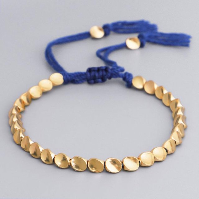 TopLLC Bracelets Tibetan Copper Bead Rope Bracelet & Bangles Unisex Wax Thread Women Bracelet