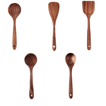 Kitchen Utensils Set 5-Piece Wooden Spoon, Spatula, Soup Spoon, Tableware, Wooden Kitchen Utensil Set Cooking Utensils Set