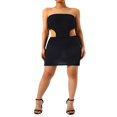 thumbnail image 2 of Mini Robe Dos Nu Sans Manches pour Femmes Mode Urbaine Slim Tenue de Soirée Club Couleur Unie Robe d'Été Bleu Foncé Tricotée S, 2 of 7