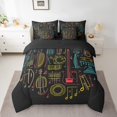 thumbnail image 2 of Musical Instruments 7 Piece Comforter Set Full Bed in a Bag,Drum Kit Bedding Sets Sound Box Violin Sheet Set with Comforter,Coloreful Line Art Music Theme Bed Set, 2 of 6