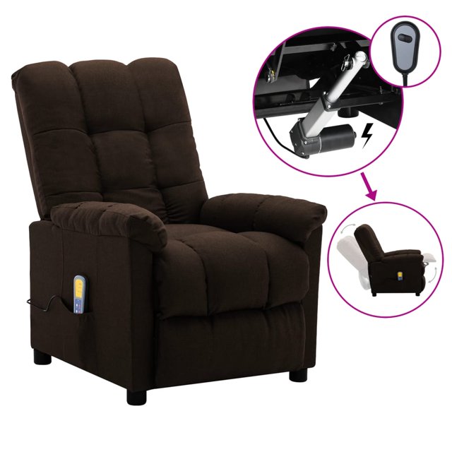 vidaXL Fauteuil de Massage Électrique Tissu Brun Foncé