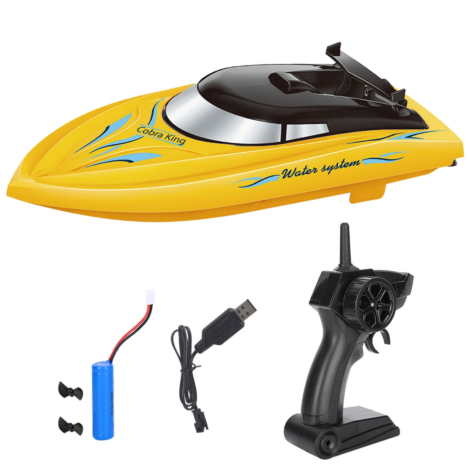 Bateau RC 2,4 GHz – 30 Km/h, Double Moteur, Rechargeable, Auto-redressement, Pour Piscine Et Lac, Noir