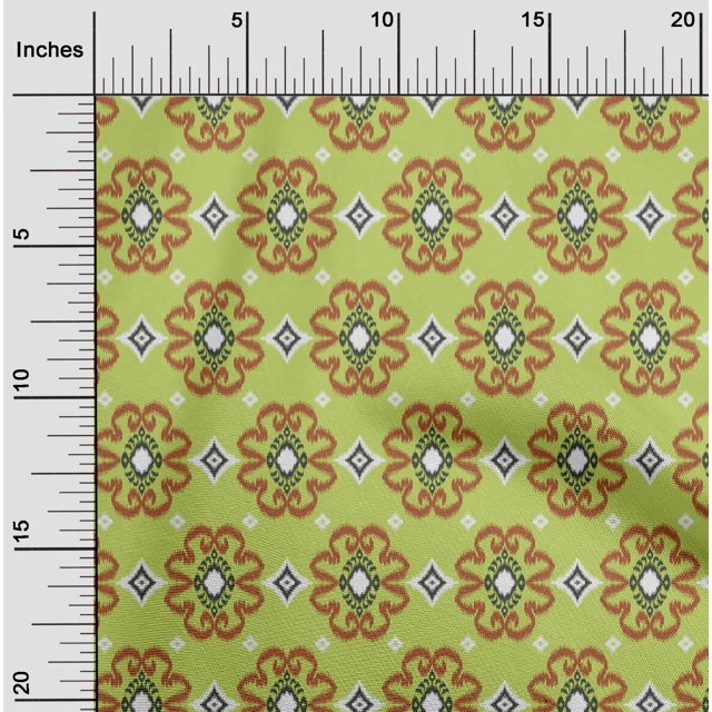 oneOone Cotton Silk Fabric Diamond & Swirl Ikat Print Sewing Fabric BTY 42 Inch Wide
