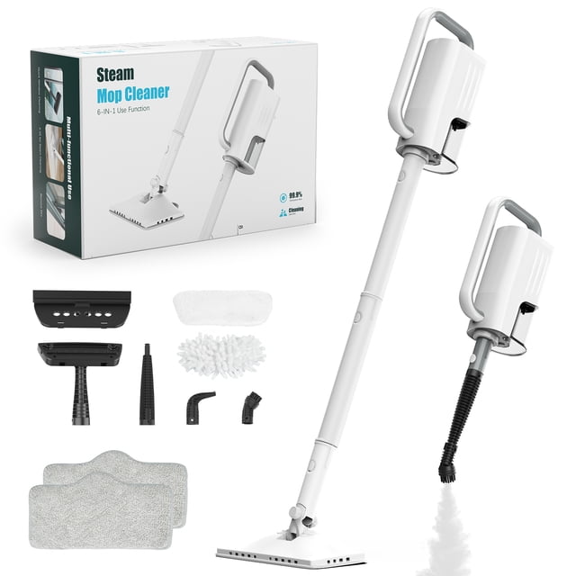 ONSON Steam Mop, 6-in-1 Detachable Handheld Steam Mop Cleaner with 2 Microfiber Pads for Hard Floor, Carpet