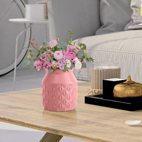 Vase en Plastique PE Imitation Porcelaine Résistant aux Bris Décor 5,12 Po Utilisation Toute l'Année Polyvalent pour la Maison Présentation de Fleurs Hydroponiques Séchées Salon Étagère Bureau Table Intérieur Décors Floraux Cadeau