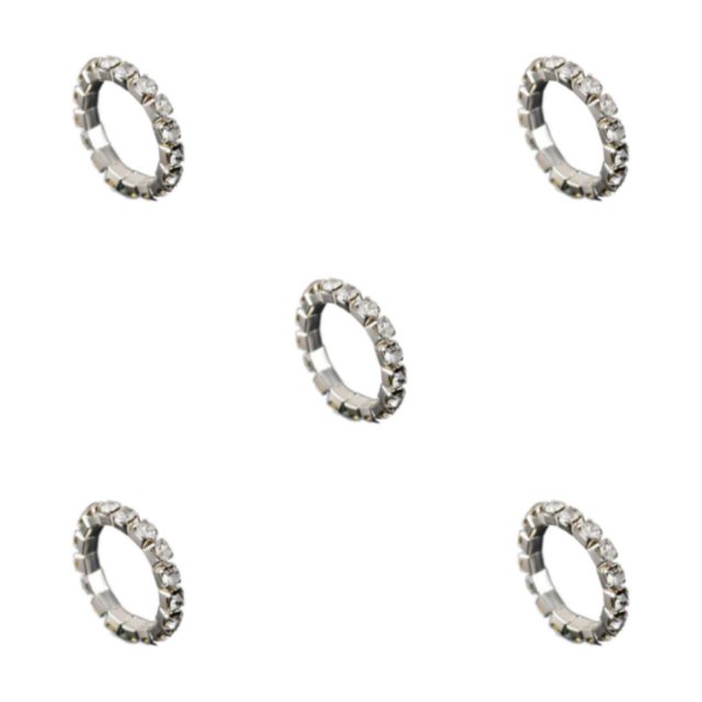 Maytalsory Bague en Cristal Extensible de Luxe Unique pour Déclaration d'Amour Bague Incrustée à la Mode Argent 1 Rangée 5Ensemble