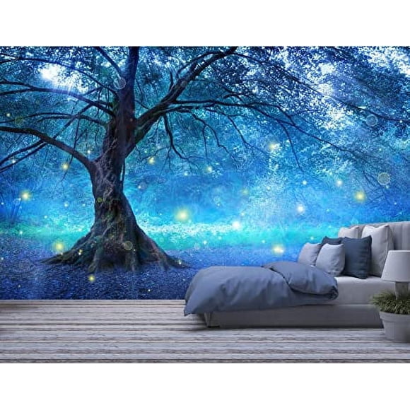 Jinsinto Fantasy Wall Mural Fairy Tree in Mystic Forest Wall Decor Photo Wallpaper for Kids Room Living Room Bedroom