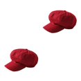 thumbnail image 2 of yingyy Peaked Caps Retro Fashion Breathable Woolen Octagonal Hats Beautiful Lines Easy Matching Sun for Visor Design Headgear Red 2Set, 2 of 6
