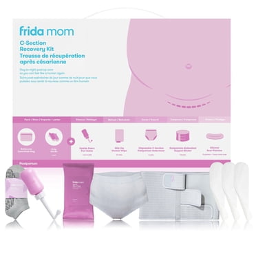 Frida Mom - Kit indispensable de récupération par césarienne pour le travail, l'accouchement et le post-partum, chaussettes, biberon péri, sous-vêtements jetables, classeur de soutien abdominal, linge