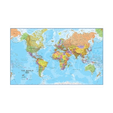 WCIC 90*60cm World Map Political Detailed Educational Poster Backdrop Wall Hanging Decoration