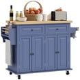 thumbnail image 1 of HOMCOM Modern Rolling Kitchen Island Cart with Drawers, Navy Blue, 1 of 10