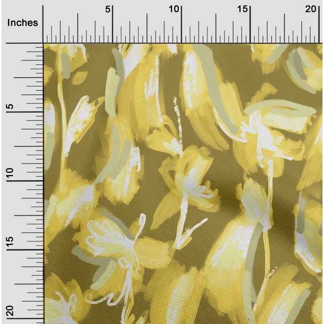 oneOone Polyester Lycra Olive Green Fabric Florals Sewing Material Print Fabric By The Yard 56 Inch Wide