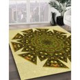 thumbnail image 3 of Ahgly Company Tapis d'Intérieur Lavable en Machine Carré Transitionnel Chrome Or Jaune, 5 Pieds Carré, 3 of 7