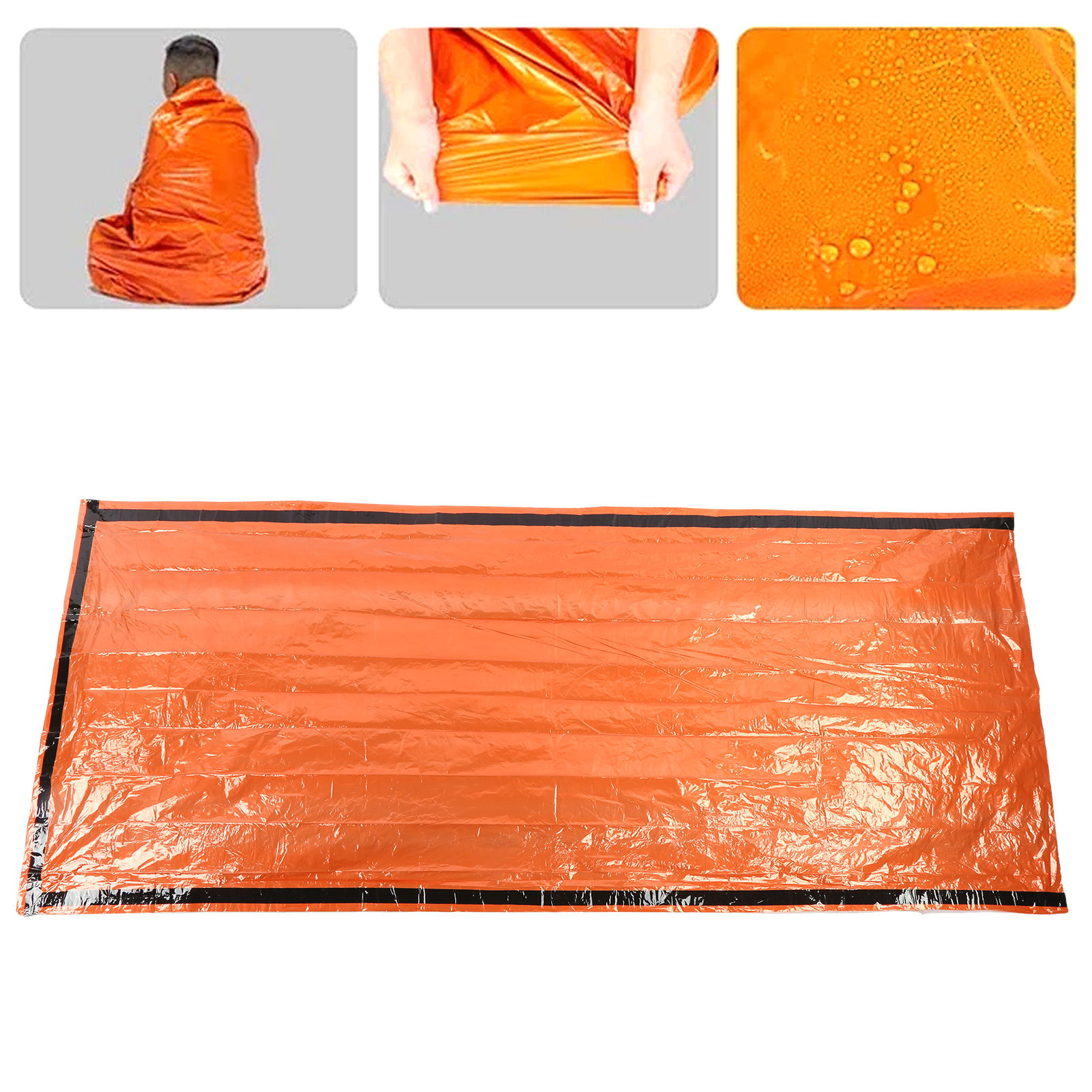 AMONIDA Outdoor Sleeping Bag,Outdoor Reusable Emergency Sleeping Bag Thermal Waterproof Survival Camping Travel Orange,Envelope Sleeping Bag