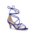 thumbnail image 1 of BLISSFUL STEP Sandales à Lacets à Brides à Talon Kitten pour Femmes pour la Rentrée Bleu Foncé 8,5, 1 of 8