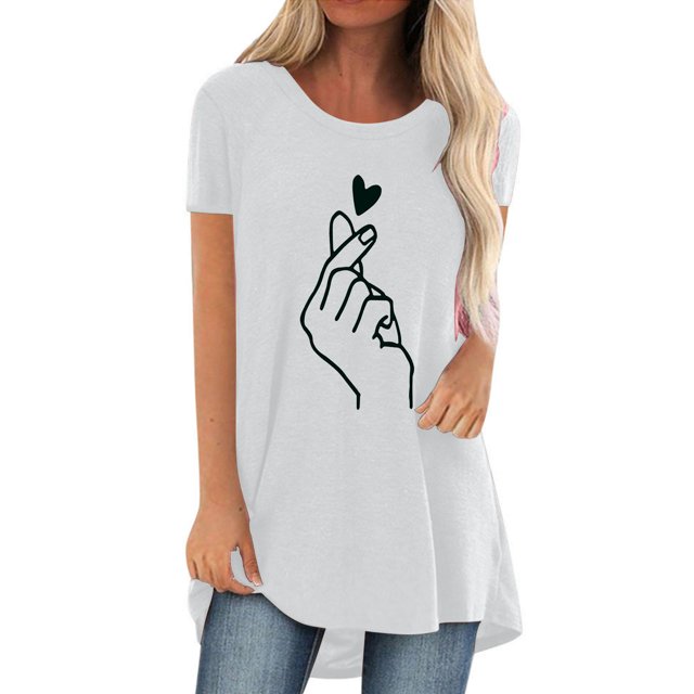 Pompotops Chemises Mode Décontractée pour Femmes Manches Courtes Tee-Shirt Ample Tunique Blouse