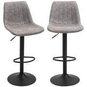 HOMCOM Adjustable Bar Stools Set of 2, Leathaire Swivel Barstools w/ Back