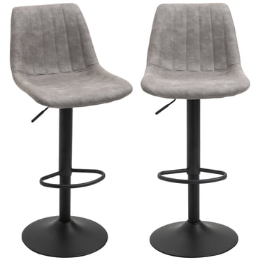 HOMCOM Adjustable Bar Stools Set of 2, Leathaire Swivel Barstools w/ Back