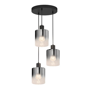 Artika Haze Modern 3-Light Pendant Light Smoke Gradient Black Glass