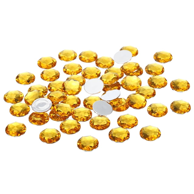 Unique Bargains 25mm Flat Back Round Acrylic Rhinestones, 100 Pack Plastic Circle Gems for Jewelry Making Costume, Yellow