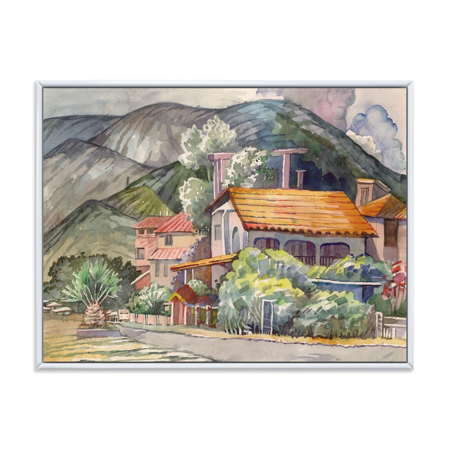 Designart Paysage grec au large de la côte de la mer Égée ART MURAL À CADRE FLOTTÉ