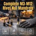 thumbnail image 3 of Rivet Nut Tool Kit, M3-M12 Metric Carbon Steel Mandrels and Rivet Nuts Set, Threaded Insert Kit for Automotive Metal Fabrication DIY Projects, 3 of 5