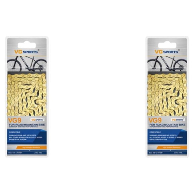 maskred Carbon Steel Easy To Install Wide Compatibility Bike Chain For Mountain And Road Bikes Stylish gold 9 Speed 2Set