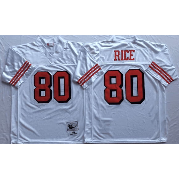 Men's San Francisco 49Ers Rice #80 Vintage Football Jersey White