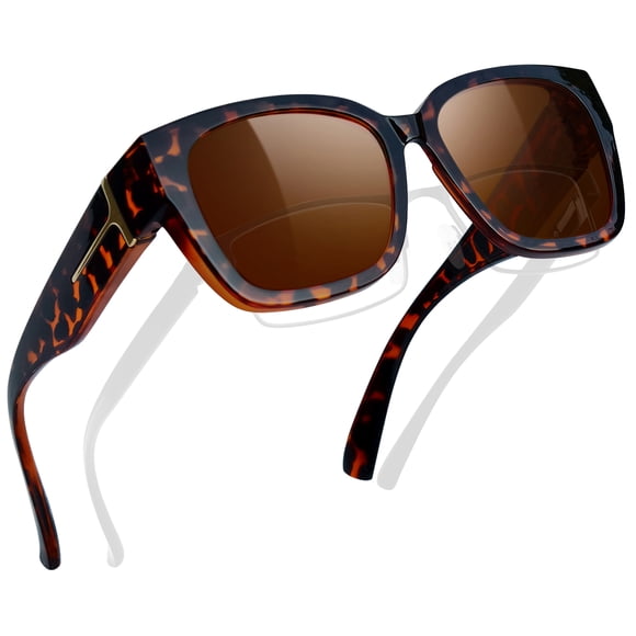 Joopin Large Polarized Fit Over Glasses Sunglasses For Women Men, Oversized Trendy Square Shades For Driving(Tortoise)