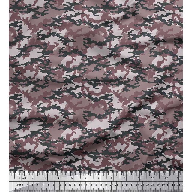 Soimoi polyester Crepe Fabric Two Tone Camouflage Print Fabric by Yard 52 Inch Wide