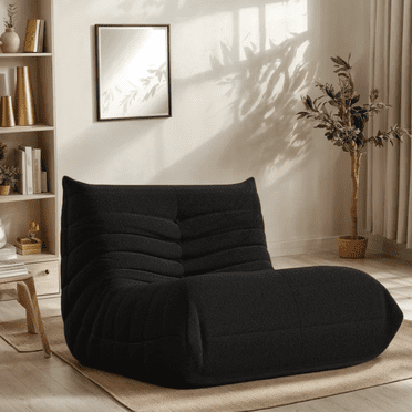 WHGBJA Bean Bag Chair for Adults,Comfy Togo Sofa Bean Bag Couch Lounge Soft Teddy Material Furniture Gift High-Quality Bean Bag Chair,Black
