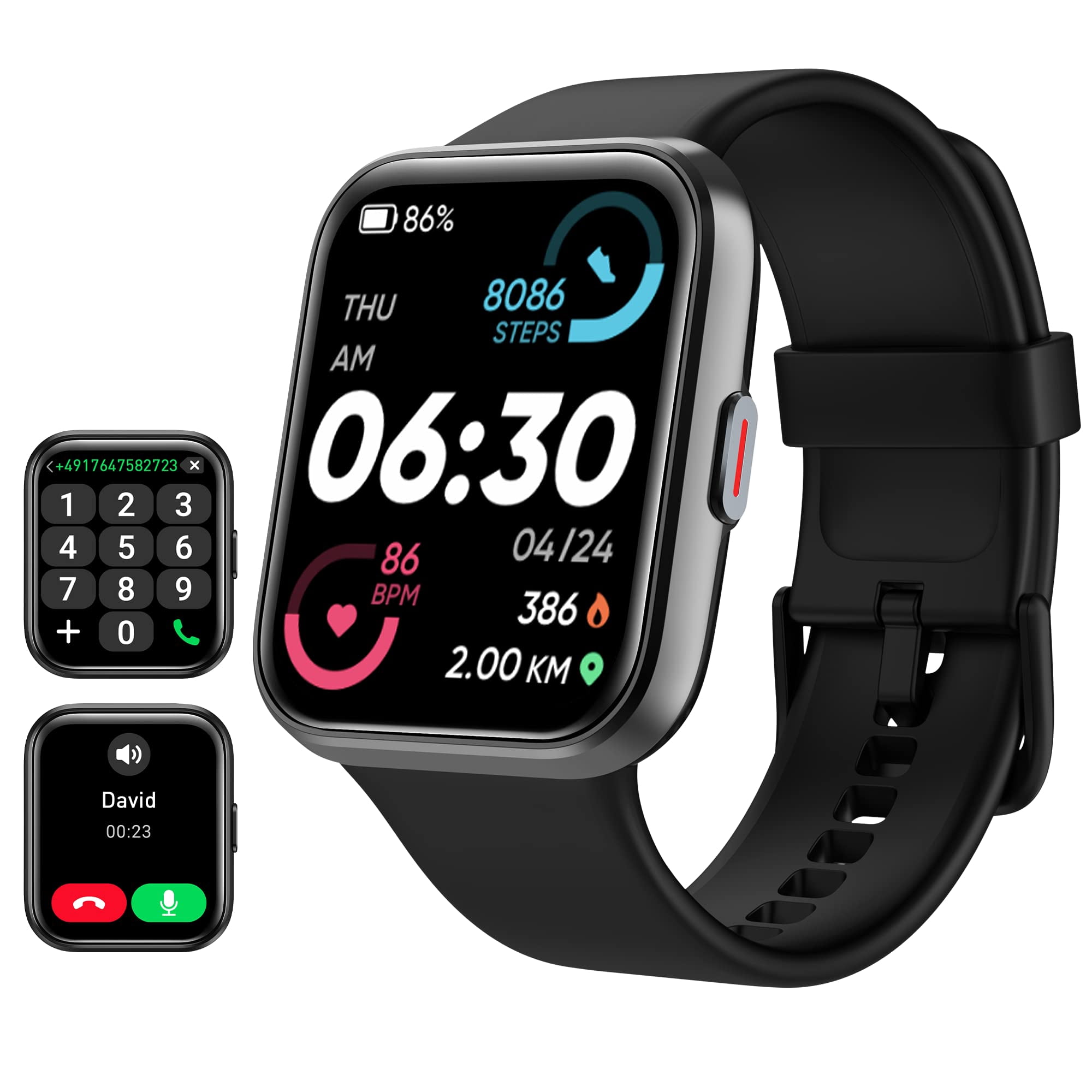 Tensky Smart Watch for Men/Women Android & iPhone, Alexa Built-in, 1.8" Touch Screen Fitness Tracker with Answer/Make Calls, 3ATM